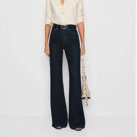 PETITES Reformation Cary High Rise Slouchy Wide Leg Jeans (Ondine) - Picture 1 of 9